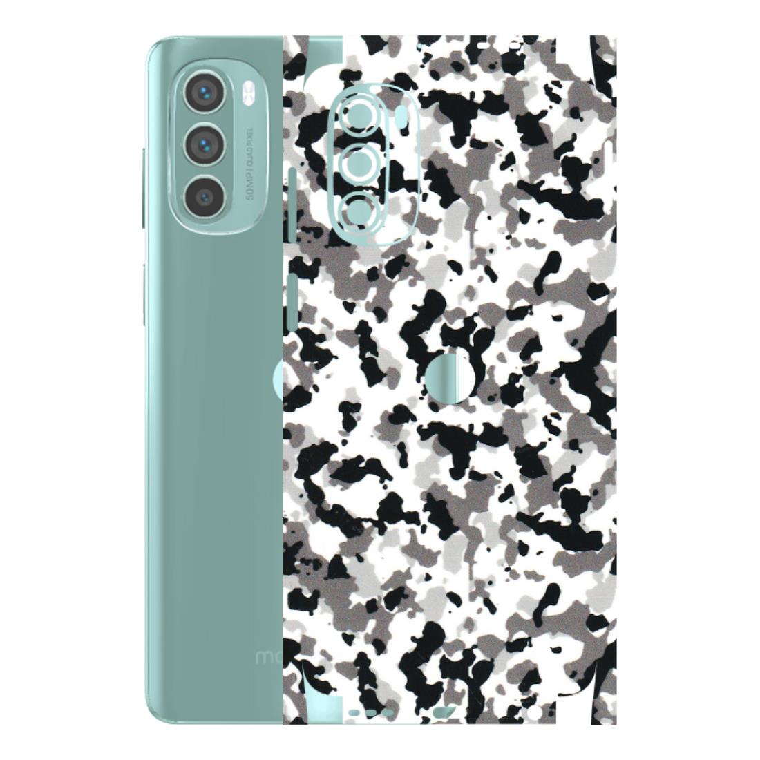 Motorola Phone Skins (All Models) - White Black Camouflage - 3D Embossed Finish (L-18) Motorola G62 5G -