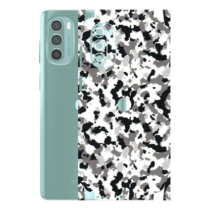 Motorola Phone Skins (All Models) - White Black Camouflage - 3D Embossed Finish (L-18) Motorola G62 5G -
