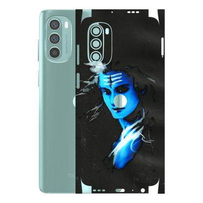 Motorola Phone Skins (All Models) - Har Har Mahadev Blue/Black - 3D Embossed Finish (L-185) Motorola G62 5G -