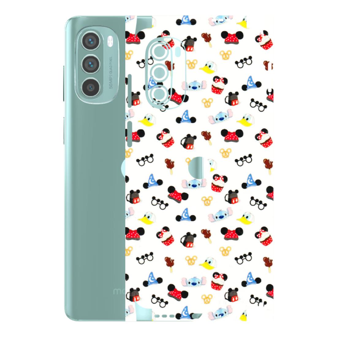 Motorola Phone Skins (All Models) - Minnie Mouse & Donald Doodles s - 3D Embossed Finish (L-194) Motorola G62 5G -