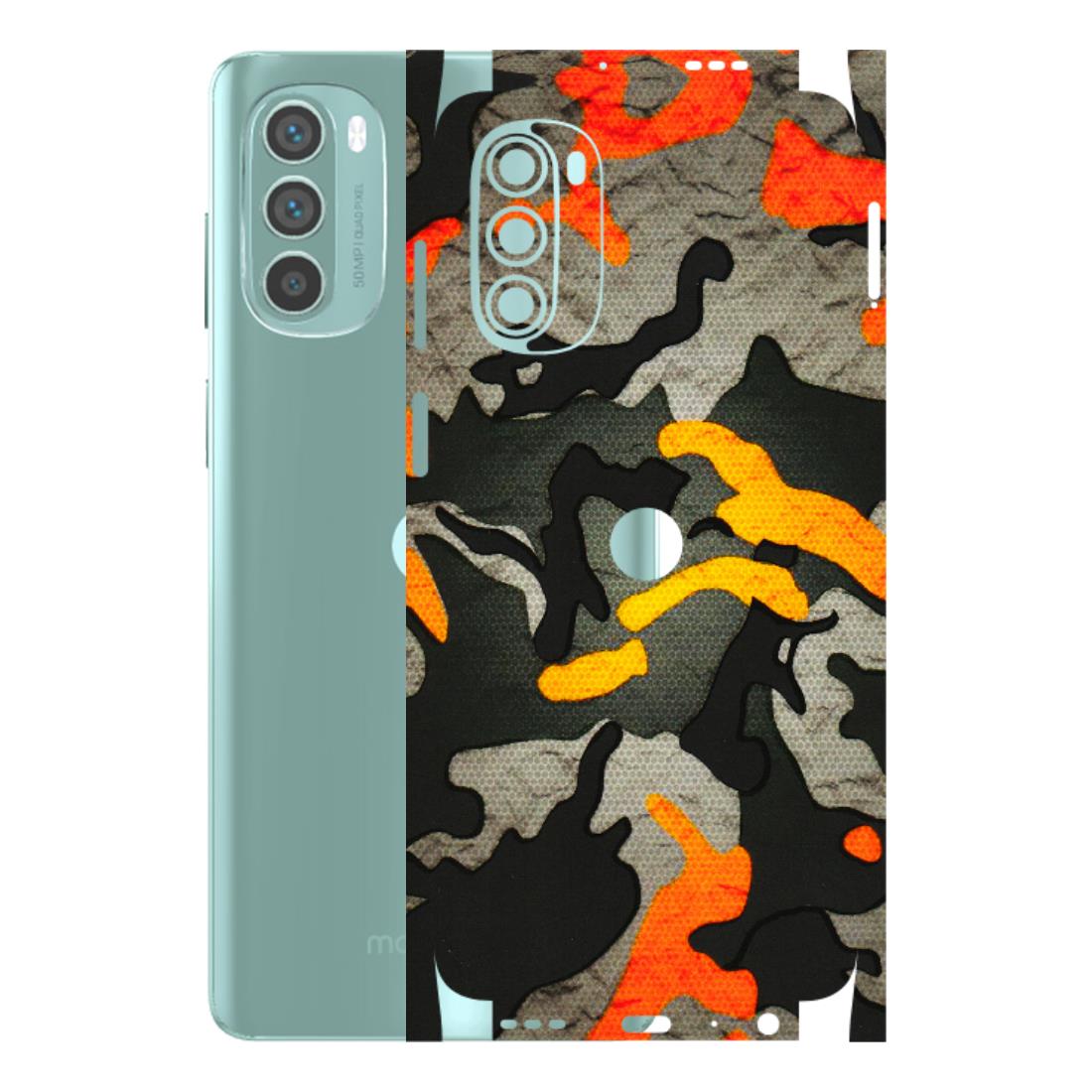 Motorola Phone Skins (All Models) - Orange Camouflage - 3D Embossed Finish (L-204) Motorola G62 5G -