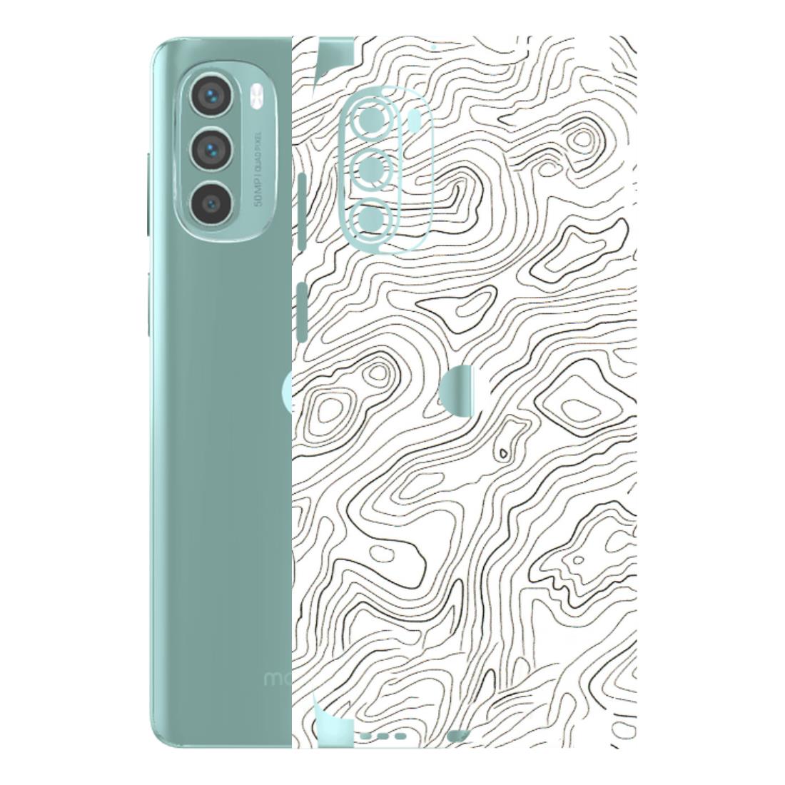 Motorola Phone Skins (All Models) - White Black Swirls - 3D Embossed Finish (L-219) Motorola G62 5G -