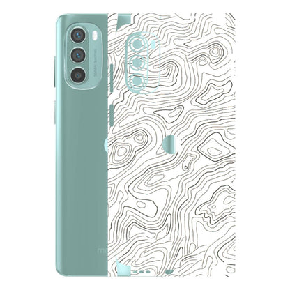Motorola Phone Skins (All Models) - White Black Swirls - 3D Embossed Finish (L-219) Motorola G62 5G -