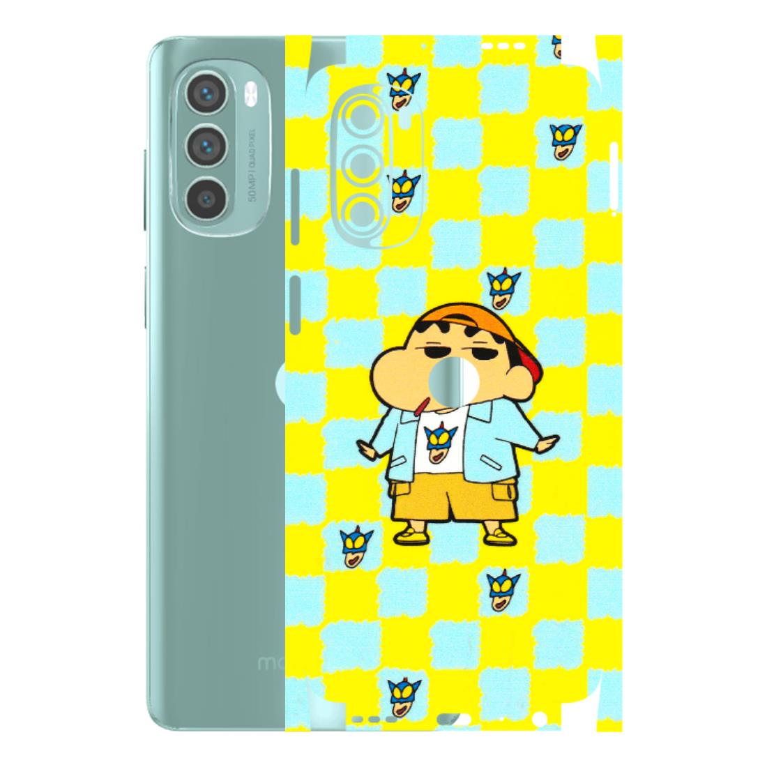 Motorola Phone Skins (All Models) - Yellow Blue Shinchan Cute - 3D Embossed Finish (L-221) Motorola G62 5G -