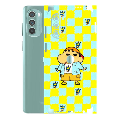 Motorola Phone Skins (All Models) - Yellow Blue Shinchan Cute - 3D Embossed Finish (L-221) Motorola G62 5G -