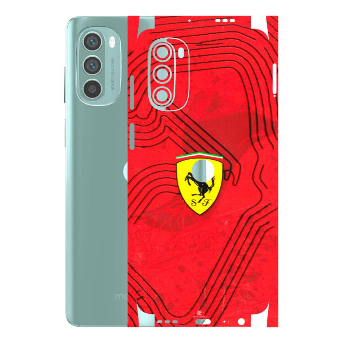 Motorola Phone Skins (All Models) - Red Ferrari Logo Stylish - 3D Embossed Finish (L-238) Motorola G62 5G -
