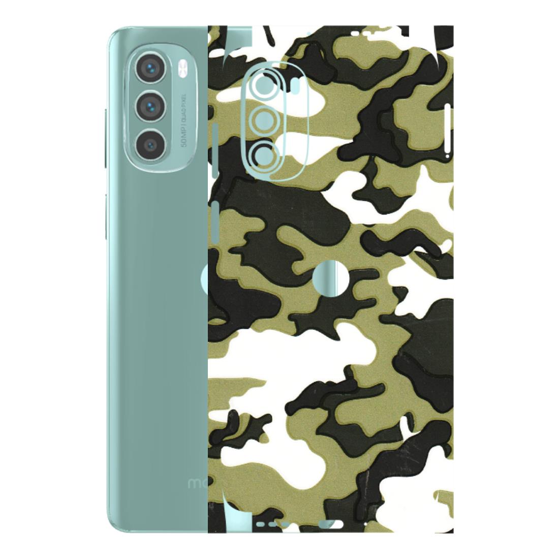 Motorola Phone Skins (All Models) - Camouflages White And Green - 3D Embossed Finish (L-243) Motorola G62 5G -