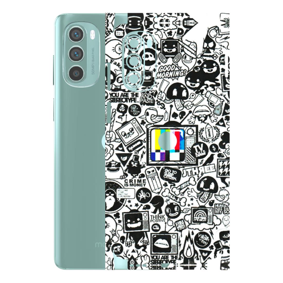Motorola Phone Skins (All Models) - Doodles Positive Art - 3D Embossed Finish (L-263) Motorola G62 5G -