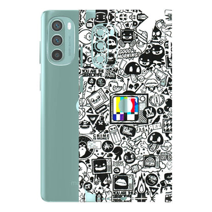 Motorola Phone Skins (All Models) - Doodles Positive Art - 3D Embossed Finish (L-263) Motorola G62 5G -