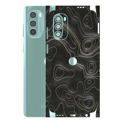 Motorola Phone Skins (All Models) - Abstract White Line Map - 3D Embossed Finish (L-269) Motorola G62 5G -