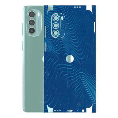 Motorola Phone Skins (All Models) - Abstract Blue Line Map - 3D Embossed Finish (L-272) Motorola G62 5G -