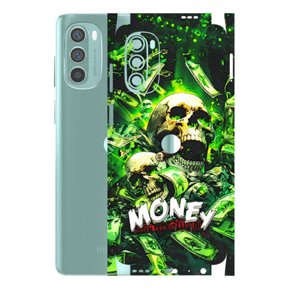 Motorola Phone Skins (All Models) - Skull Money - 3D Embossed Finish (L-303) Motorola G62 5G -