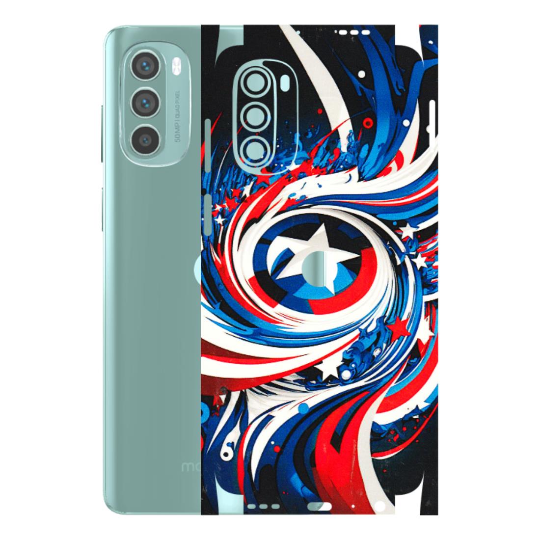 Motorola Phone Skins (All Models) - Captain America Logo - 3D Embossed Finish (L-307) Motorola G62 5G -