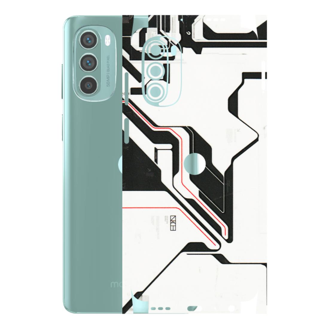 Motorola Phone Skins (All Models) - White Techy Logo - 3D Embossed Finish (L-312) Motorola G62 5G -