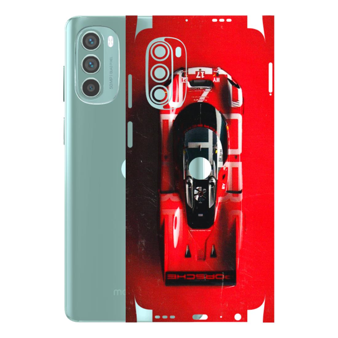 Motorola Phone Skins (All Models) - Red Porsche Car Logo - 3D Embossed Finish (L-315) Motorola G62 5G -