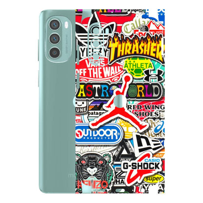 Motorola Phone Skins (All Models) - Multi Brands Sticker Graffiti - 3D Embossed Finish (L-37) Motorola G62 5G -