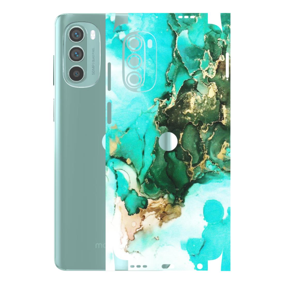 Motorola Phone Skins (All Models) - The Blue Gold Marble - Matte Finish (M-124) Motorola G62 5G -