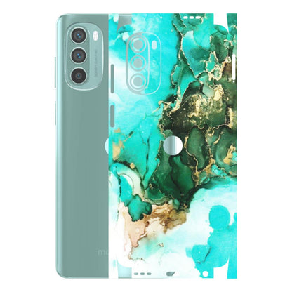 Motorola Phone Skins (All Models) - The Blue Gold Marble - Matte Finish (M-124) Motorola G62 5G -