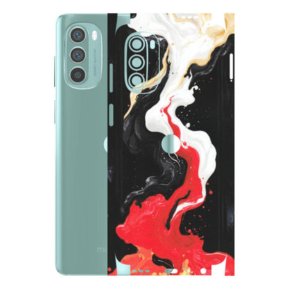 Motorola Phone Skins (All Models) - Black Red White Paint Splash Fusion - Matte Finish (M-56) Motorola G62 5G -