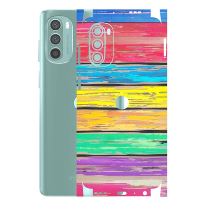 Motorola Phone Skins (All Models) - Multi Colour Wooden Wall - Matte Finish (M-96) Motorola G62 5G -