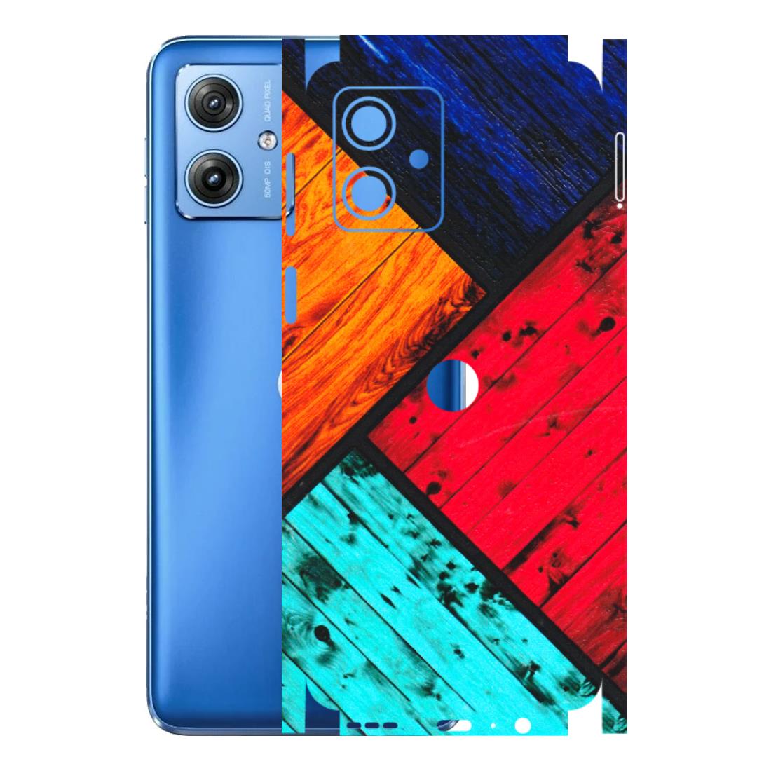 Motorola Phone Skins (All Models) - Colourful Wood Panels Abstract - 3D Embossed Finish (L-09) Motorola G64 (5G)