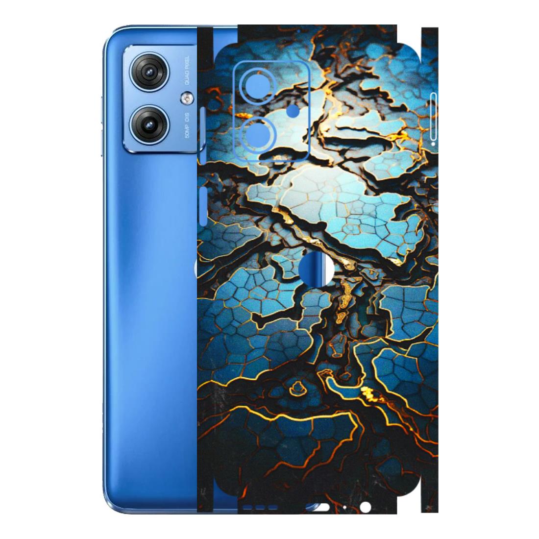 Motorola Phone Skins (All Models) - Blue Gold Abstract - 3D Embossed Finish (L-11) Motorola G64 (5G)