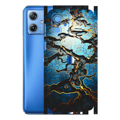 Motorola Phone Skins (All Models) - Blue Gold Abstract - 3D Embossed Finish (L-11) Motorola G64 (5G)
