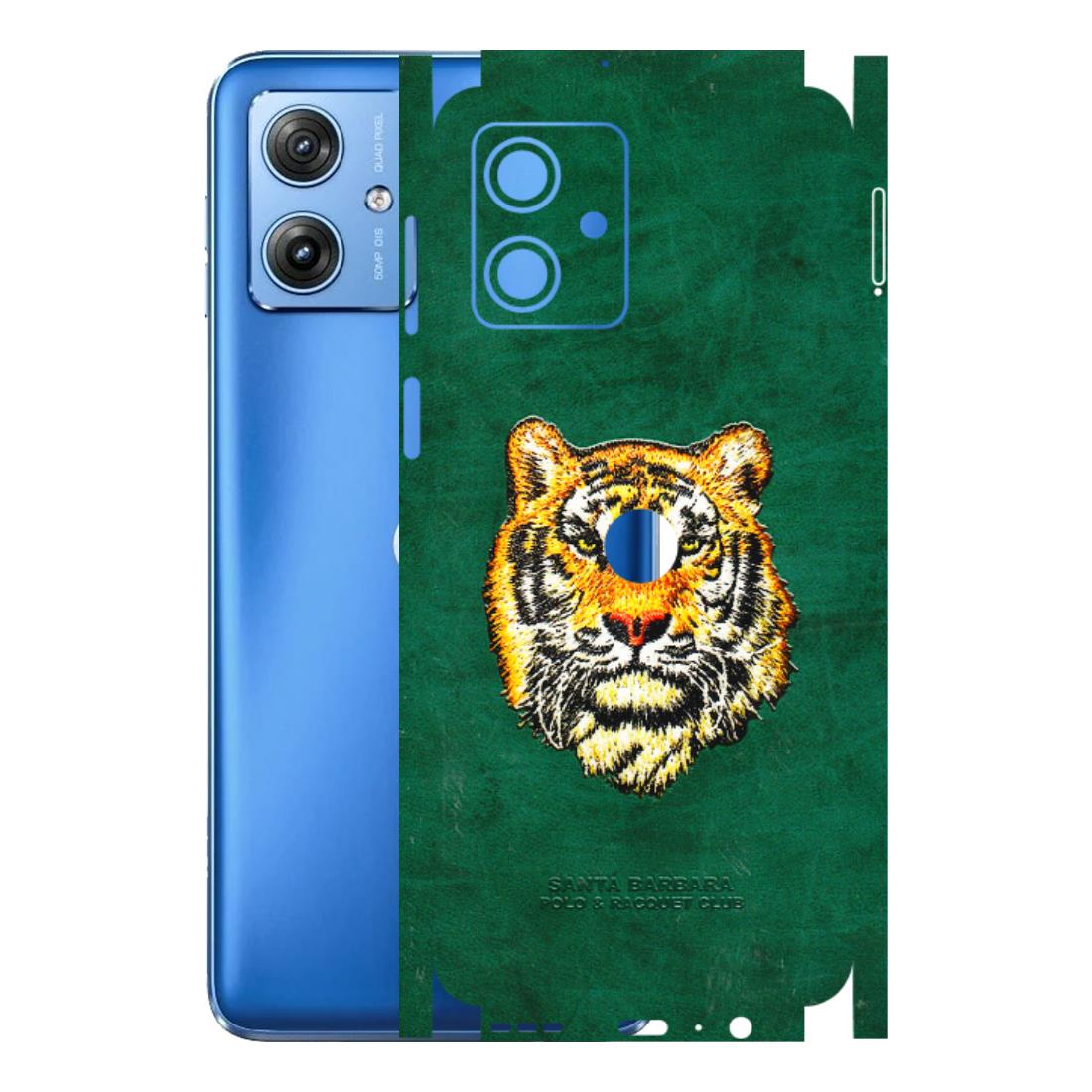 Motorola Phone Skins (All Models) - Leather Feel Tiger - 3D Embossed Finish (L-111) Motorola G64 (5G)