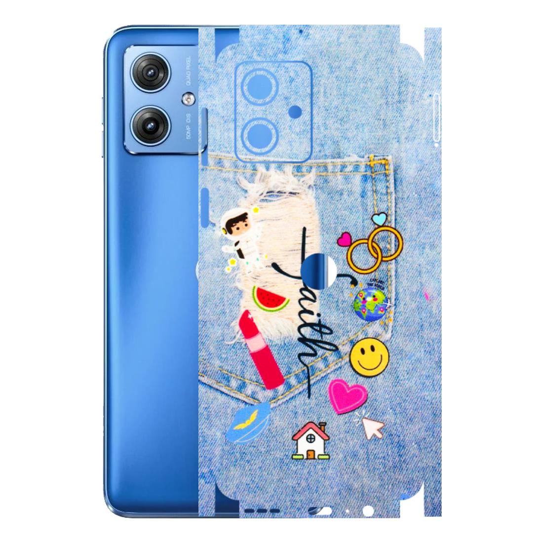 Motorola Phone Skins (All Models) - Denim Jeans Pocket - 3D Embossed Finish (L-134) Motorola G64 (5G)