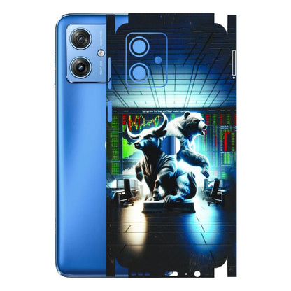 Motorola Phone Skins (All Models) - Stock Market Sensex Bear vs Bulls - 3D Embossed Finish (L-15) Motorola G64 (5G)