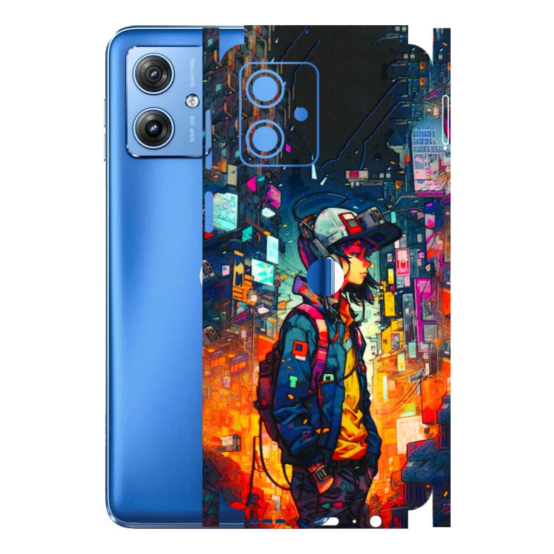 Motorola Phone Skins (All Models) - Street Anime Guy - 3D Embossed Finish (L-158) Motorola G64 (5G)