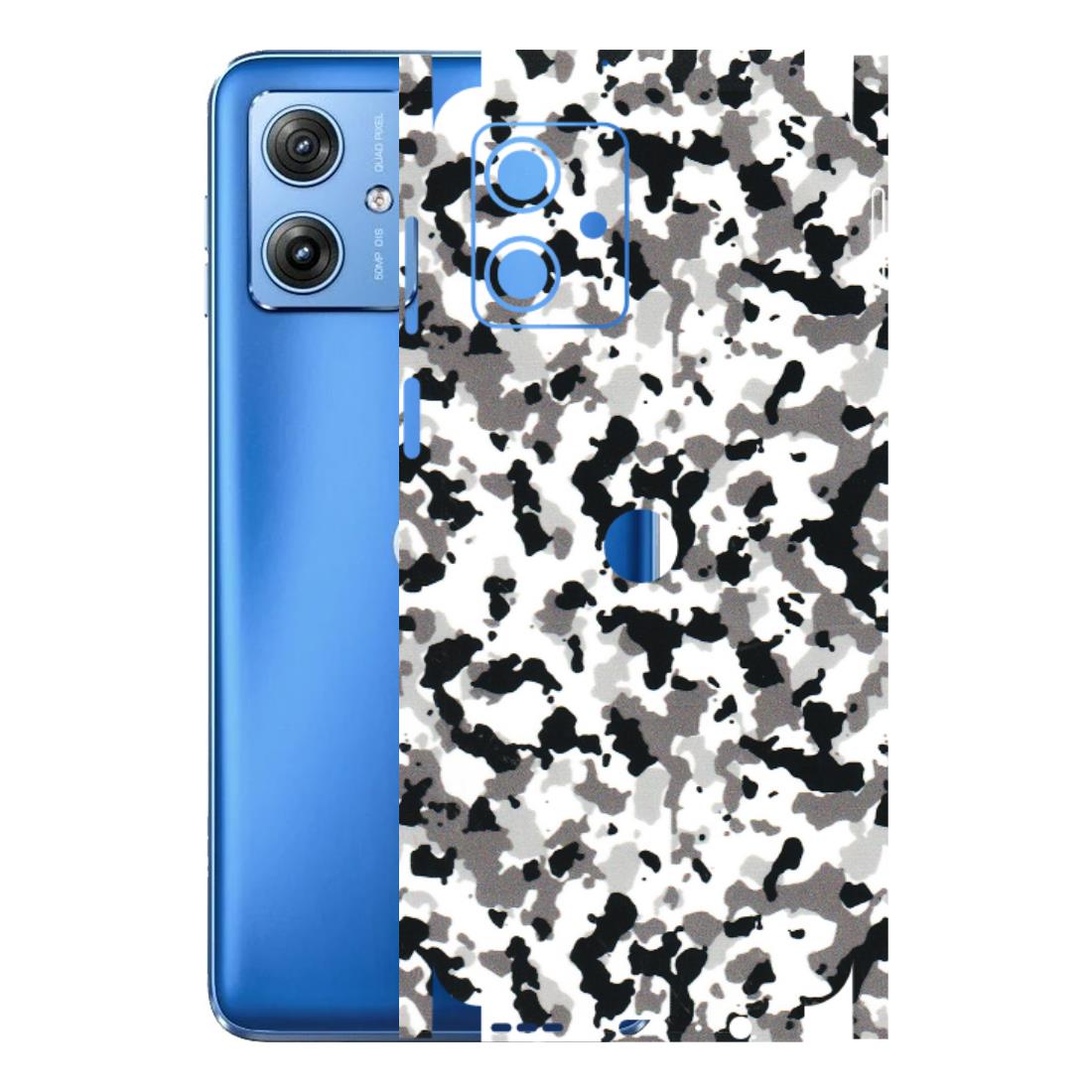 Motorola Phone Skins (All Models) - White Black Camouflage - 3D Embossed Finish (L-18) Motorola G64 (5G)