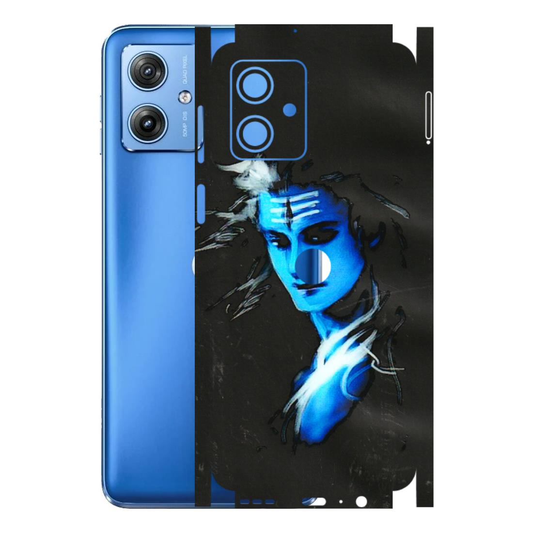 Motorola Phone Skins (All Models) - Har Har Mahadev Blue/Black - 3D Embossed Finish (L-185) Motorola G64 (5G)