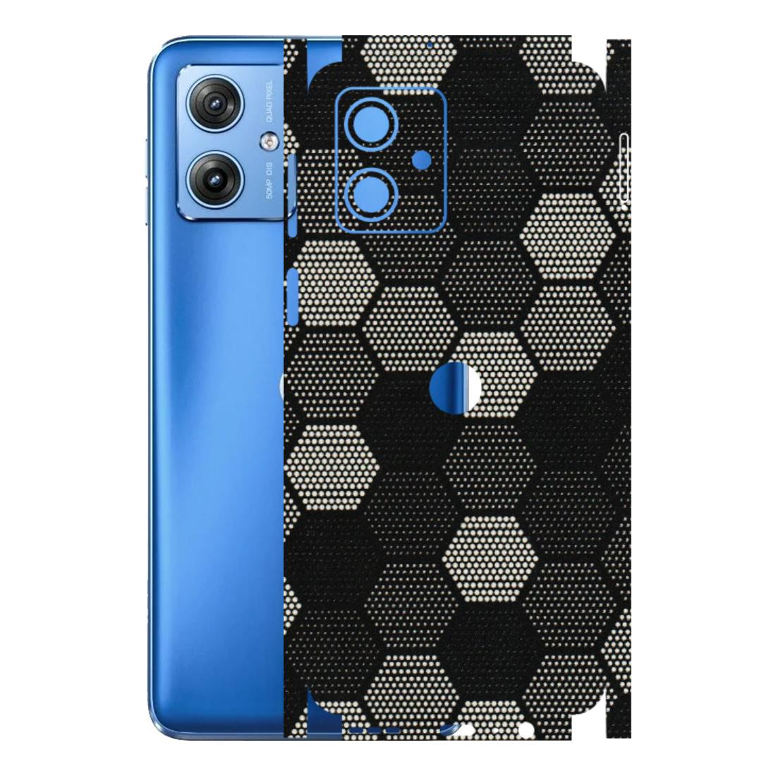 Motorola Phone Skins (All Models) - Black & White Dotted Honeycomb Texture - 3D Embossed Finish (L-202) Motorola G64 (5G)