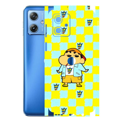 Motorola Phone Skins (All Models) - Yellow Blue Shinchan Cute - 3D Embossed Finish (L-221) Motorola G64 (5G)