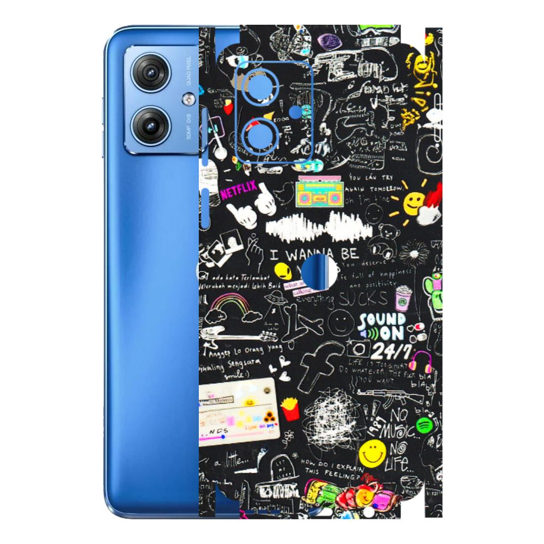 Motorola Phone Skins (All Models) - Black Creatives Doodles - 3D Embossed Finish (L-311) Motorola G64 (5G)