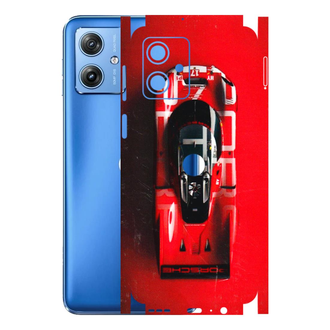 Motorola Phone Skins (All Models) - Red Porsche Car Logo - 3D Embossed Finish (L-315) Motorola G64 (5G)