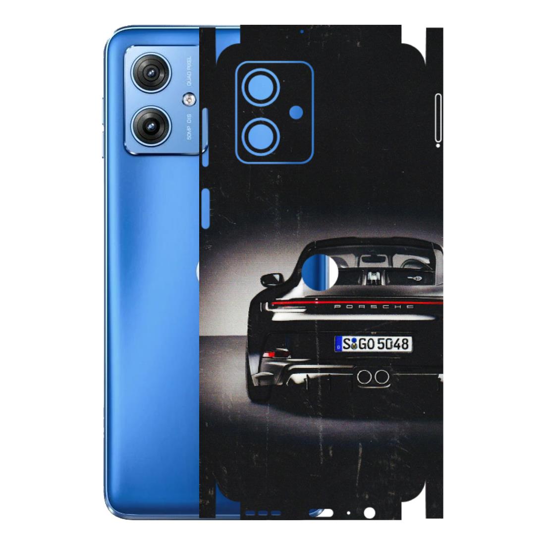 Motorola Phone Skins (All Models) - New Black Porsche GT3 - 3D Embossed Finish (L-327) Motorola G64 (5G)