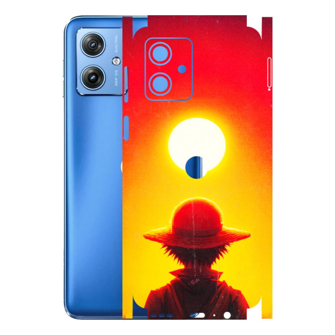 Motorola Phone Skins (All Models) - Cool Sunset With Monkey D.Luffy Anime - 3D Embossed Finish (L-329) Motorola G64 (5G)