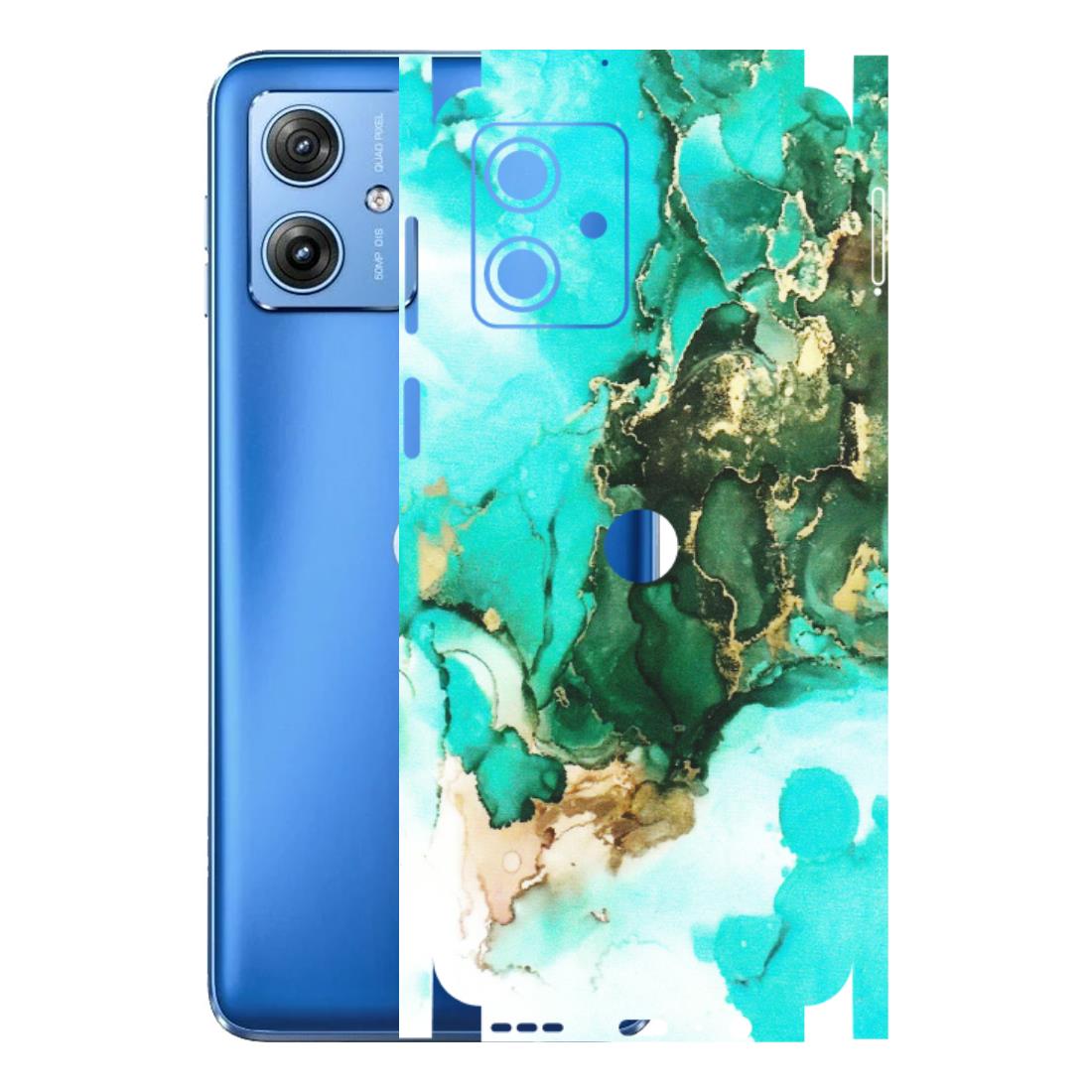 Motorola Phone Skins (All Models) - The Blue Gold Marble - Matte Finish (M-124) Motorola G64 (5G)