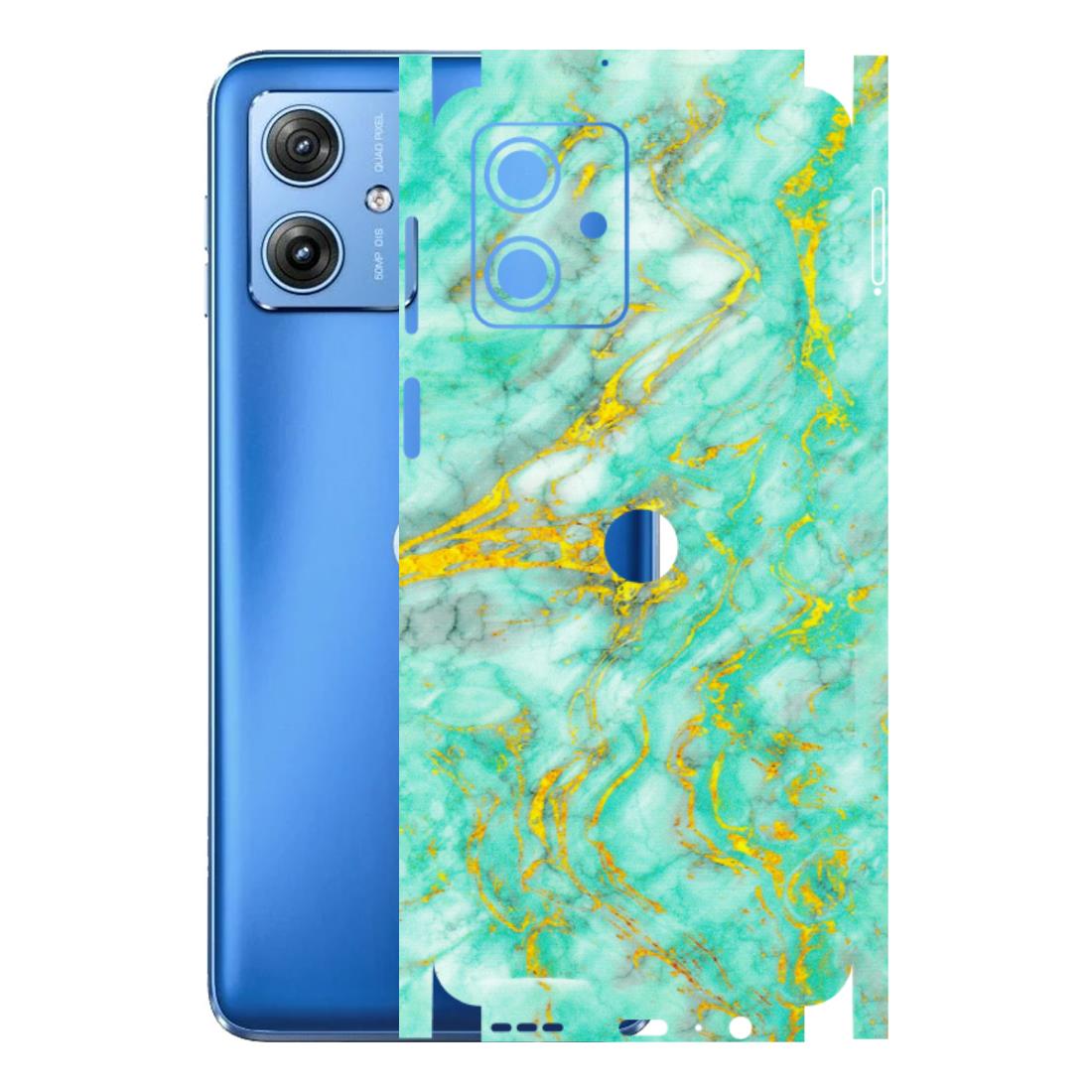 Motorola Phone Skins (All Models) - Green And Gold Marble Feel - Matte Finish (M-16) Motorola G64 (5G)