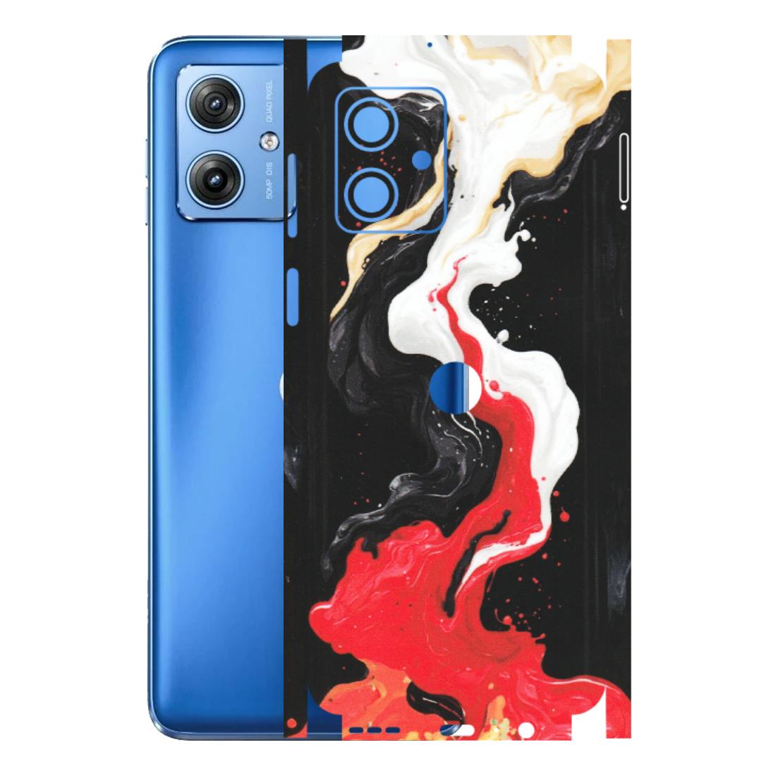 Motorola Phone Skins (All Models) - Black Red White Paint Splash Fusion - Matte Finish (M-56) Motorola G64 (5G)