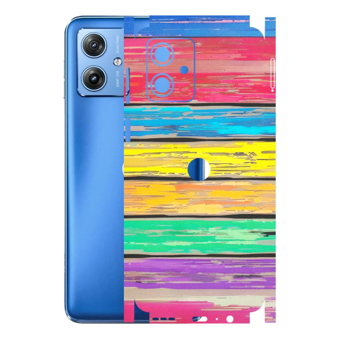 Motorola Phone Skins (All Models) - Multi Colour Wooden Wall - Matte Finish (M-96) Motorola G64 (5G)
