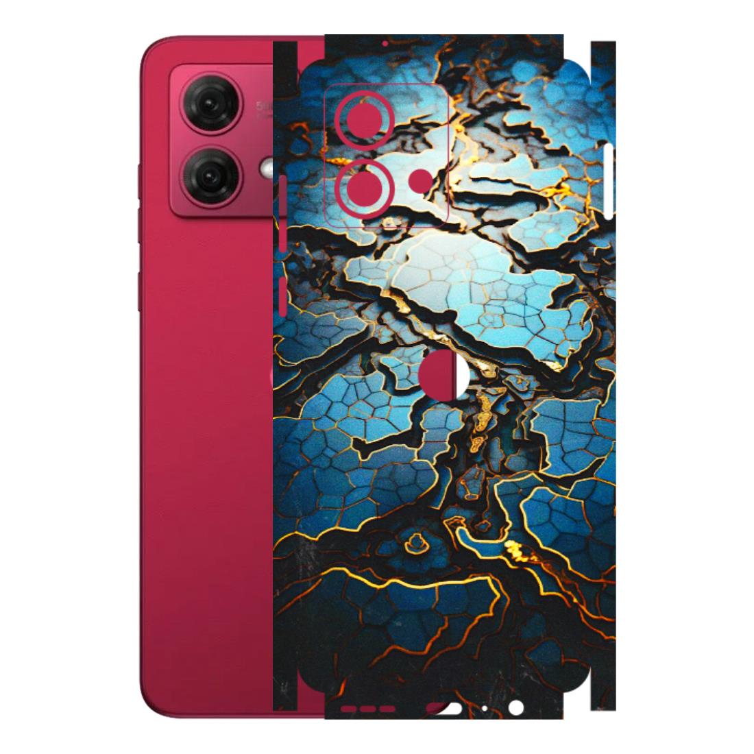 Motorola Phone Skins (All Models) - Blue Gold Abstract - 3D Embossed Finish (L-11) Motorola G84 (5G)