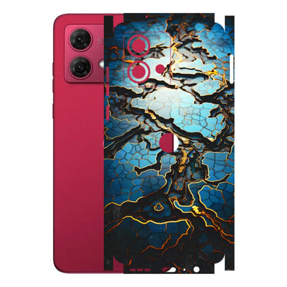 Motorola Phone Skins (All Models) - Blue Gold Abstract - 3D Embossed Finish (L-11) Motorola G84 (5G)