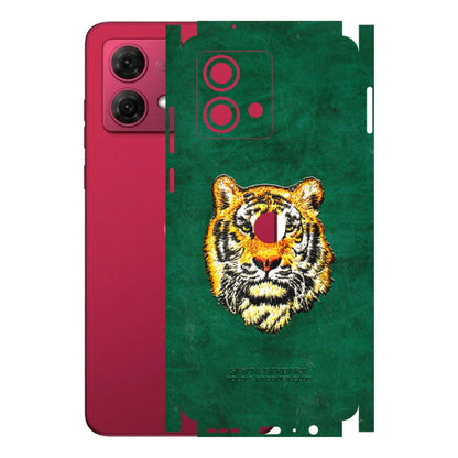 Motorola Phone Skins (All Models) - Leather Feel Tiger - 3D Embossed Finish (L-111) Motorola G84 (5G)