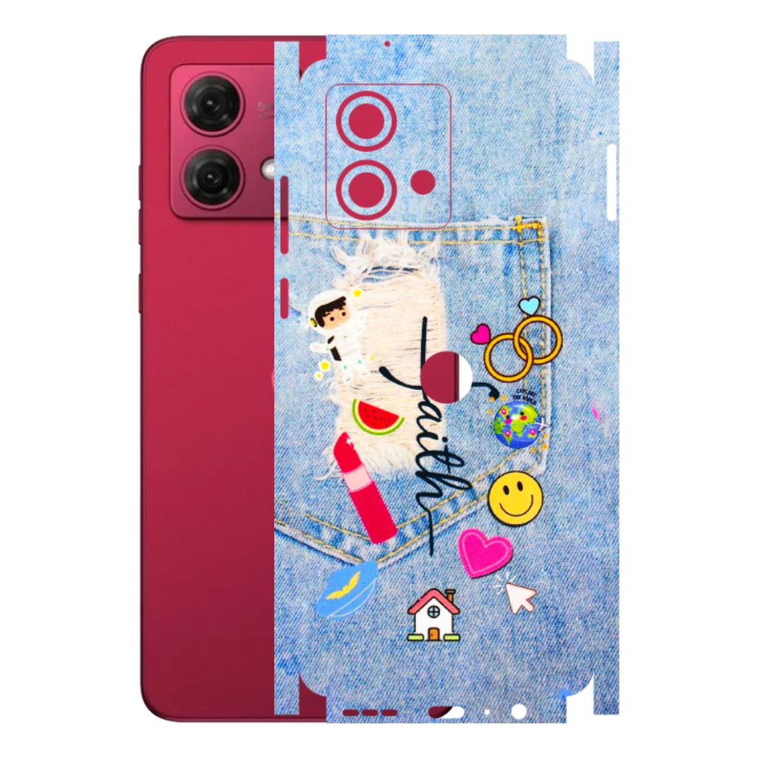 Motorola Phone Skins (All Models) - Denim Jeans Pocket - 3D Embossed Finish (L-134) Motorola G84 (5G)