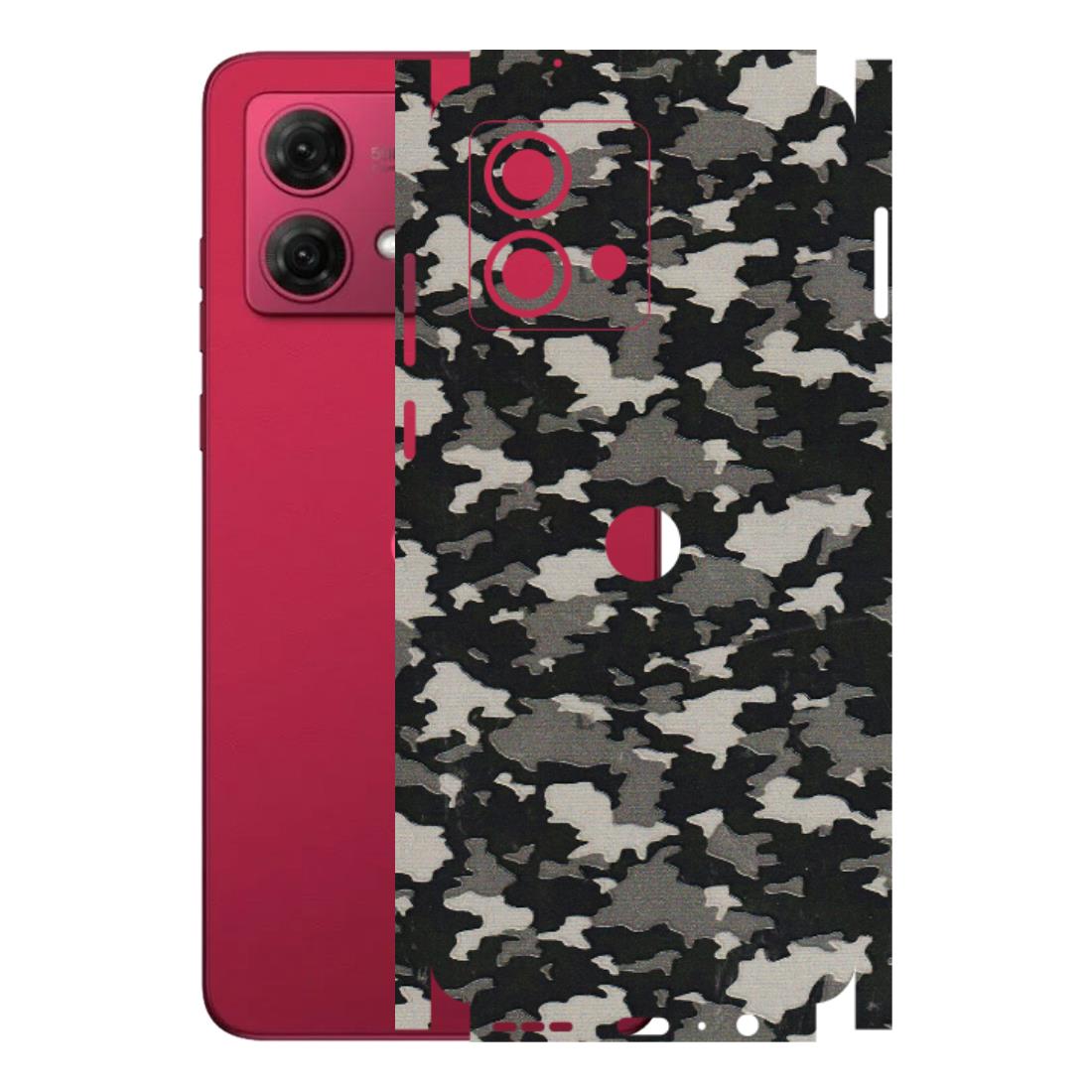 Motorola Phone Skins (All Models) - Black/Grey Camoflaunge - 3D Embossed Finish (L-142) Motorola G84 (5G)