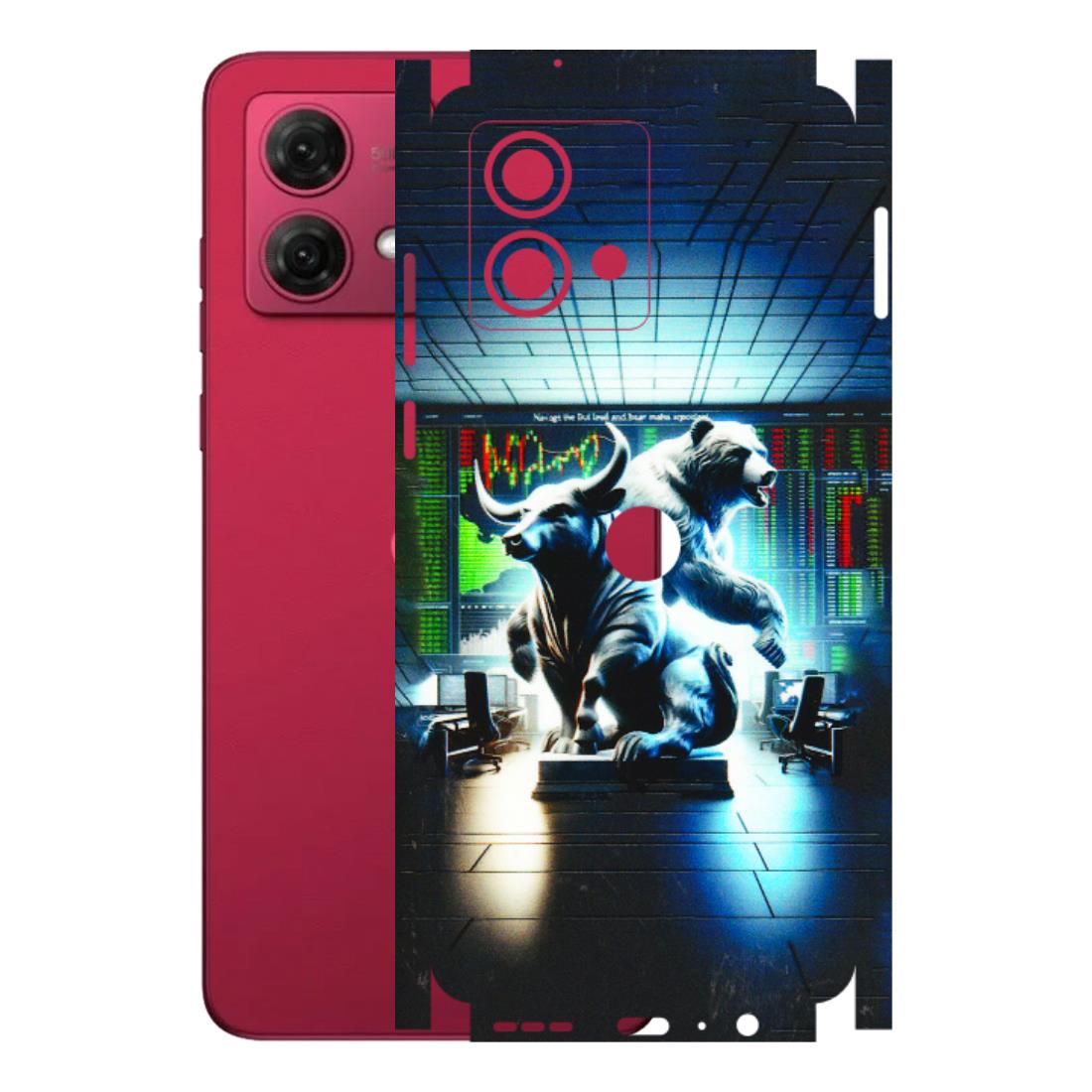 Motorola Phone Skins (All Models) - Stock Market Sensex Bear vs Bulls - 3D Embossed Finish (L-15) Motorola G84 (5G)