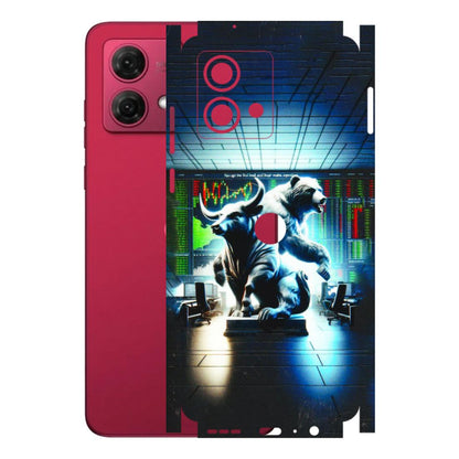 Motorola Phone Skins (All Models) - Stock Market Sensex Bear vs Bulls - 3D Embossed Finish (L-15) Motorola G84 (5G)